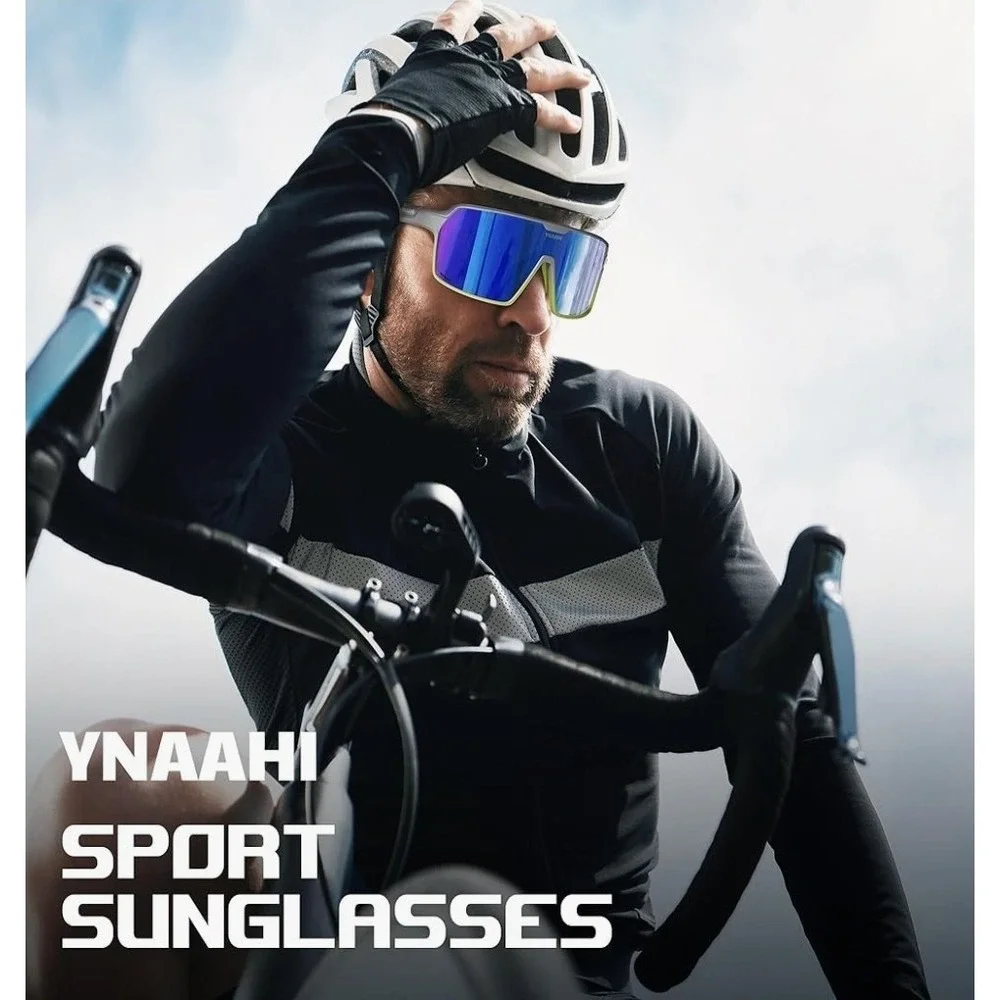 YNAAHI Shield Sport Sunglasses UV400 TR90 Lightweight Cycling Glasses